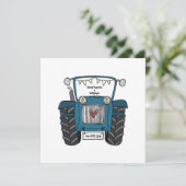 Custom Country Wedding Blue Traktor Abend Einladung (Stehend Vorderseite)