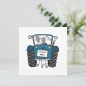 Custom Country Wedding Blue Traktor Abend Einladung (Stehend Vorderseite)