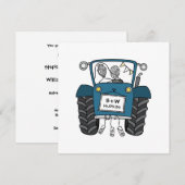 Custom Country Wedding Blue Traktor Einladung (Vorne/Hinten)