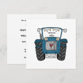 Custom Country Wedding Blue Traktor Einladung (Vorne/Hinten)