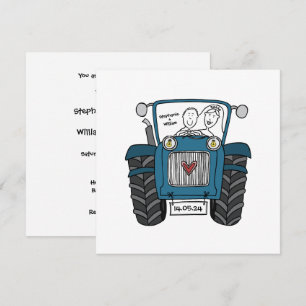 Custom Country Wedding Blue Traktor Einladung