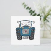 Custom Country Wedding Blue Traktor Einladung (Stehend Vorderseite)