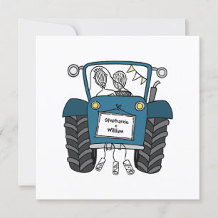 Custom Country Wedding Blue Traktor Einladung
