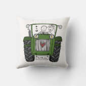 Custom Country Wedding Green Tractor Kissen (Rückseite)