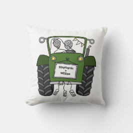 Custom Country Wedding Green Tractor Kissen