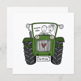 Custom Country Wedding Green Traktor Abend Einladung