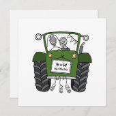 Custom Country Wedding Green Traktor Abend Einladung (Vorne/Hinten)