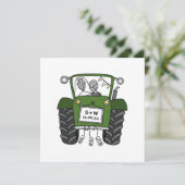 Custom Country Wedding Green Traktor Abend Einladung (Stehend Vorderseite)