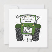 Custom Country Wedding Green Traktor Einladung (Vorderseite)