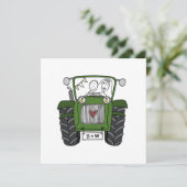 Custom Country Wedding Green Traktor Einladung (Stehend Vorderseite)