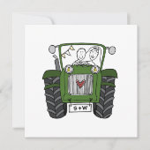 Custom Country Wedding Green Traktor Einladung (Vorderseite)