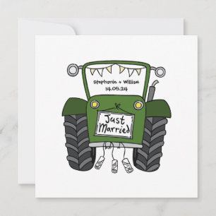 Custom Country Wedding Green Traktor Einladung