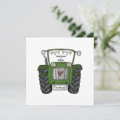 Custom Country Wedding Green Traktor Einladung (Stehend Vorderseite)