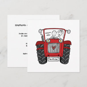 Custom Country Wedding Red Tractor Abend Einladung