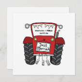 Custom Country Wedding Red Tractor Einladung (Vorne/Hinten)