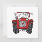Custom Country Wedding Red Tractor Einladung (Vorderseite)