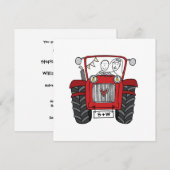 Custom Country Wedding Red Tractor Einladung (Vorne/Hinten)
