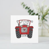Custom Country Wedding Red Tractor Einladung (Stehend Vorderseite)