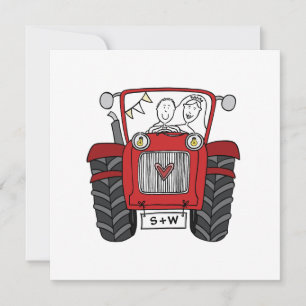 Custom Country Wedding Red Tractor Einladung