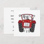 Custom Country Wedding Red Tractor Einladung (Vorne/Hinten)