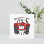 Custom Country Wedding Red Tractor Einladung (Stehend Vorderseite)