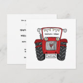 Custom Country Wedding Red Tractor Einladung (Vorne/Hinten)