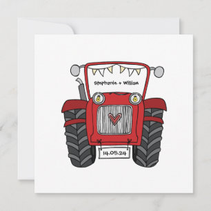Custom Country Wedding Red Tractor Einladung