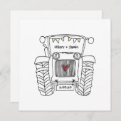 Custom Country Wedding Traktor Abend Einladung (Vorne/Hinten)