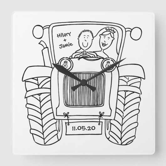 Custom Country Wedding Traktor Acrylwand Uhr (Vorderseite)