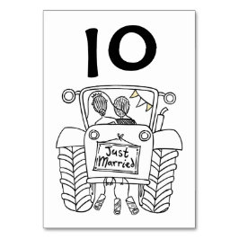 Custom Country Wedding Traktor Tischnummer