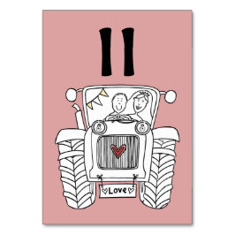 Custom Country Wedding Traktor Tischnummer