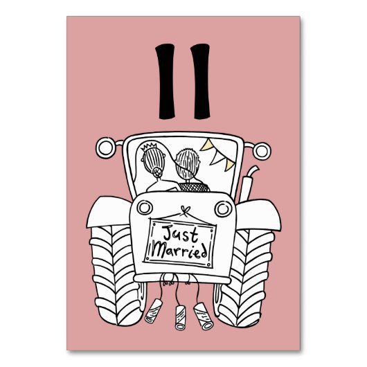 Custom Country Wedding Traktor Tischnummer (Rückseite)