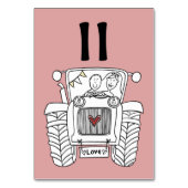 Custom Country Wedding Traktor Tischnummer (Vorderseite)