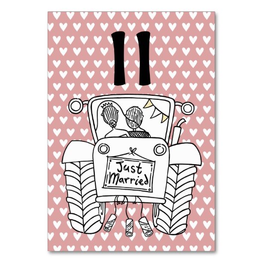 Custom Country Wedding Traktor Tischnummer (Rückseite)