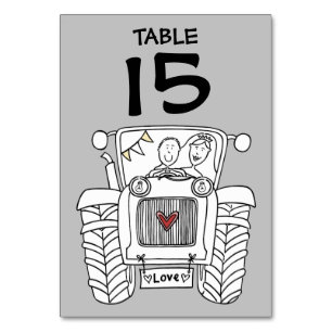Custom Country Wedding Traktor Tischnummer