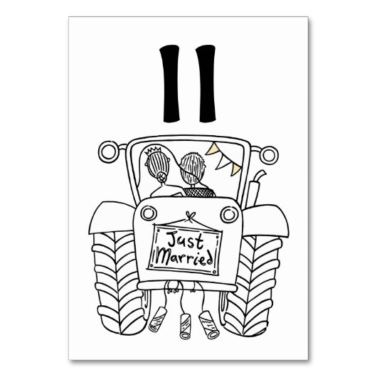 Custom Country Wedding Traktor Tischnummer (Rückseite)
