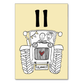 Custom Country Wedding Traktor Tischnummer