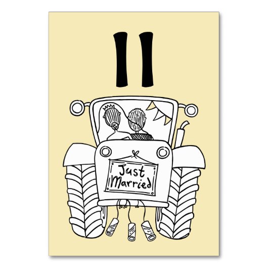 Custom Country Wedding Traktor Tischnummer (Rückseite)