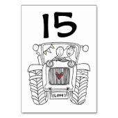 Custom Country Wedding Traktor Tischnummer (Rückseite)