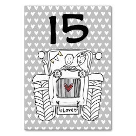 Custom Country Wedding Traktor Tischnummer