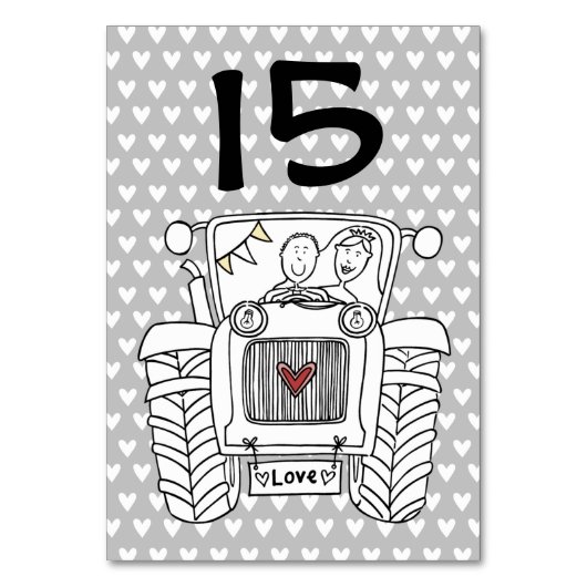 Custom Country Wedding Traktor Tischnummer (Vorderseite)