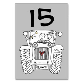 Custom Country Wedding Traktor Tischnummer