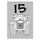 Custom Country Wedding Traktor Tischnummer (Rückseite)