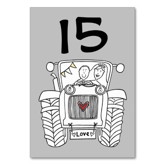 Custom Country Wedding Traktor Tischnummer (Vorderseite)