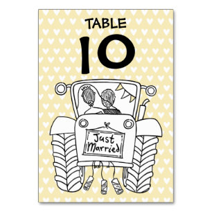 Custom Country Wedding Traktor Tischnummer