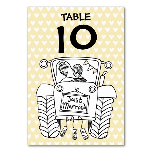 Custom Country Wedding Traktor Tischnummer (Vorderseite)