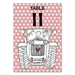 Custom Country Wedding Traktor Tischnummer