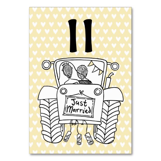 Custom Country Wedding Traktor Tischnummer (Rückseite)