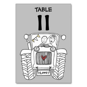 Custom Country Wedding Traktor Tischnummer