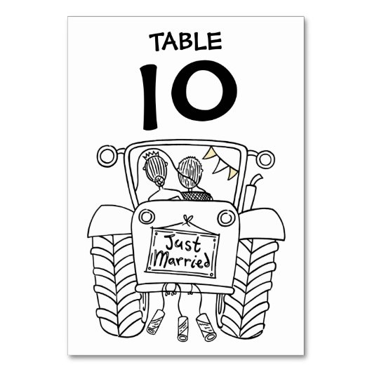 Custom Country Wedding Traktor Tischnummer (Vorderseite)